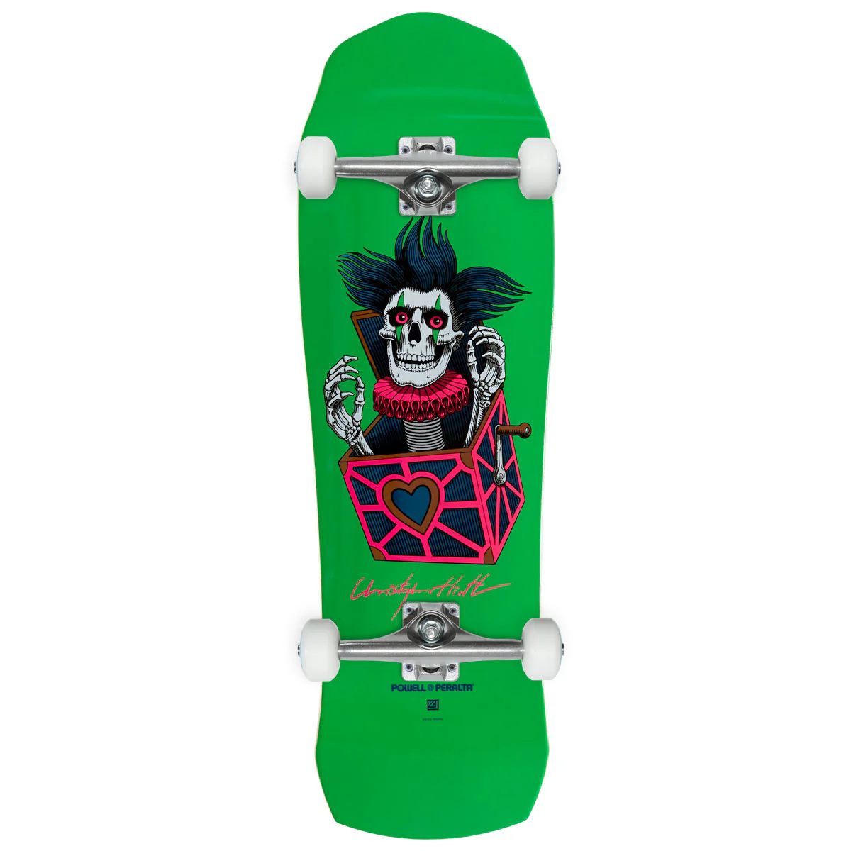Powell-Peralta Chris Hiett Skull Skateboard Complete - Neon Green/Blue Foil - 10.00"