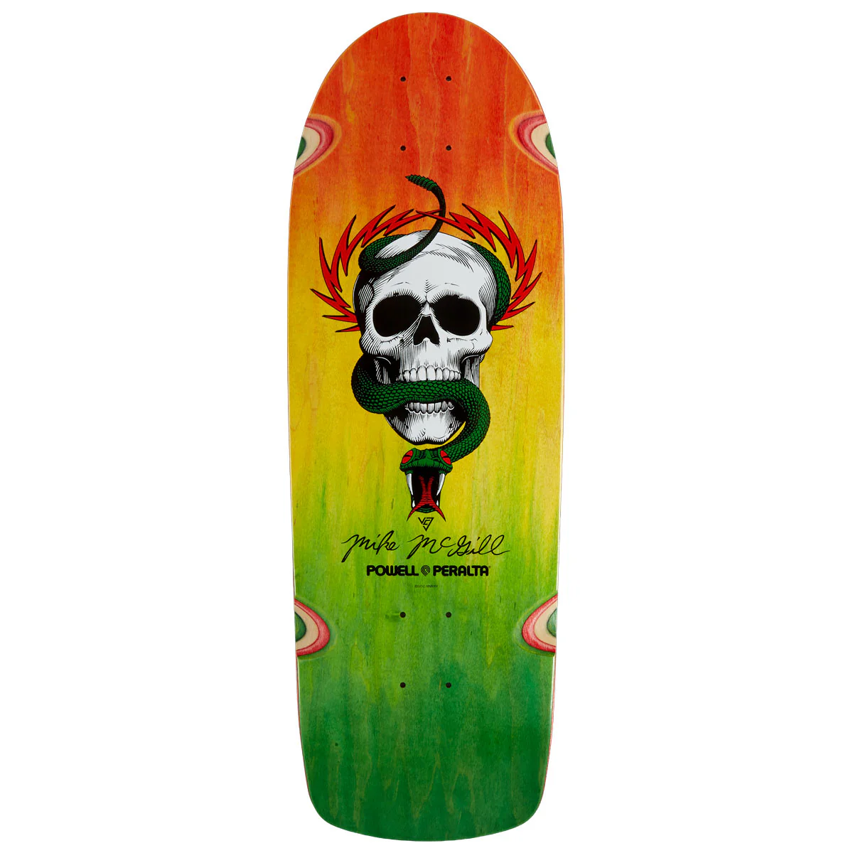 Powell-Peralta Mike McGill OG Skull And Snake 17 Skateboard Deck - Rasta Fade - 10.00"