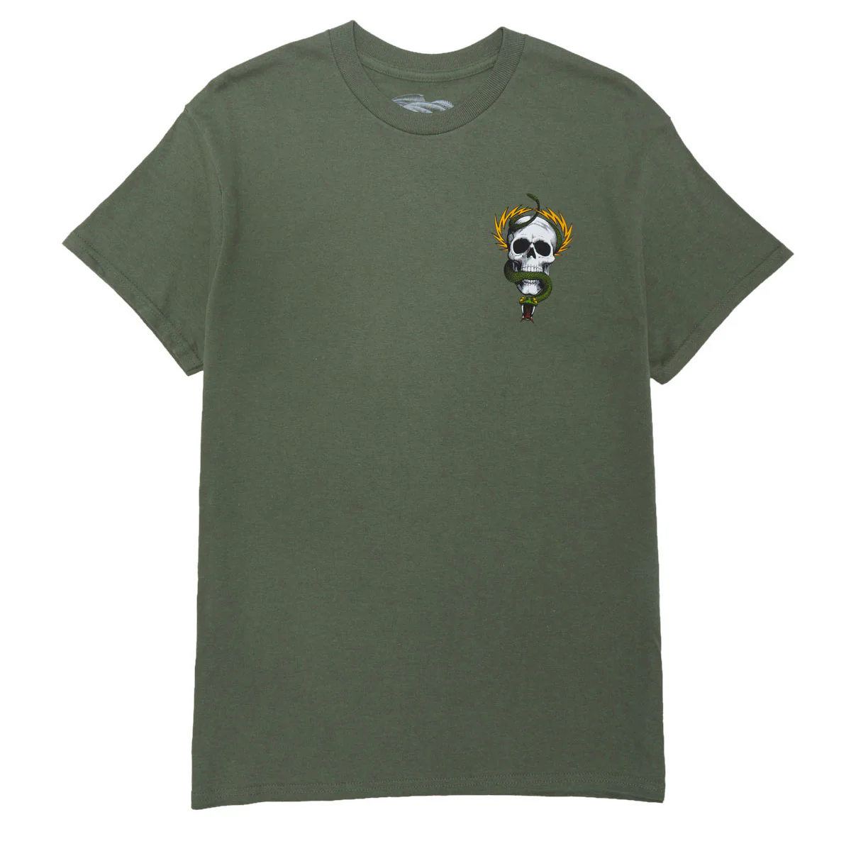 Powell-Peralta Mike McGill Skull And Snake T-Shirt - Military Green II - Image 2