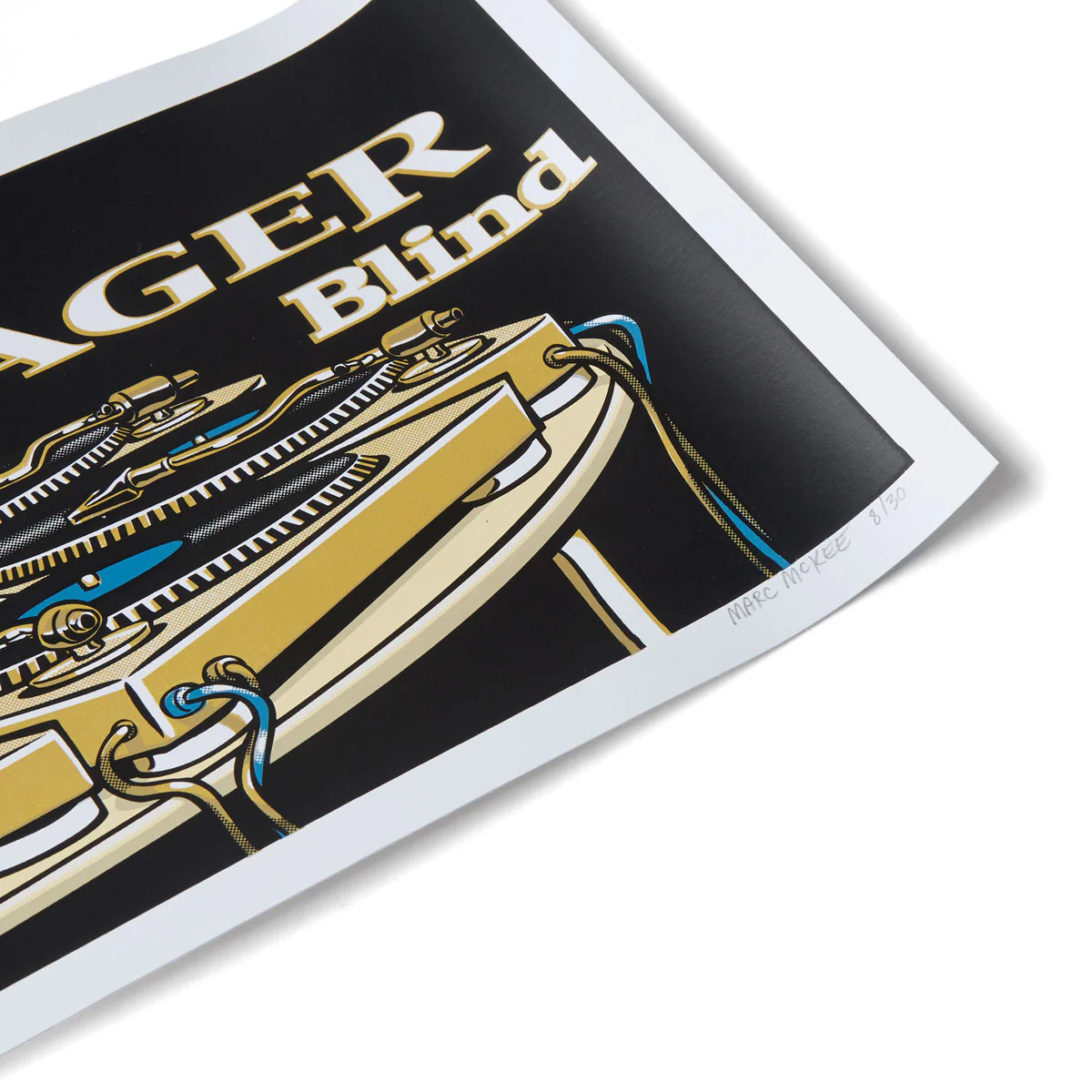 Pragmatic Prints x Blind Ronnie Creager Mixmaster Print - Gold/Blue - Image 2