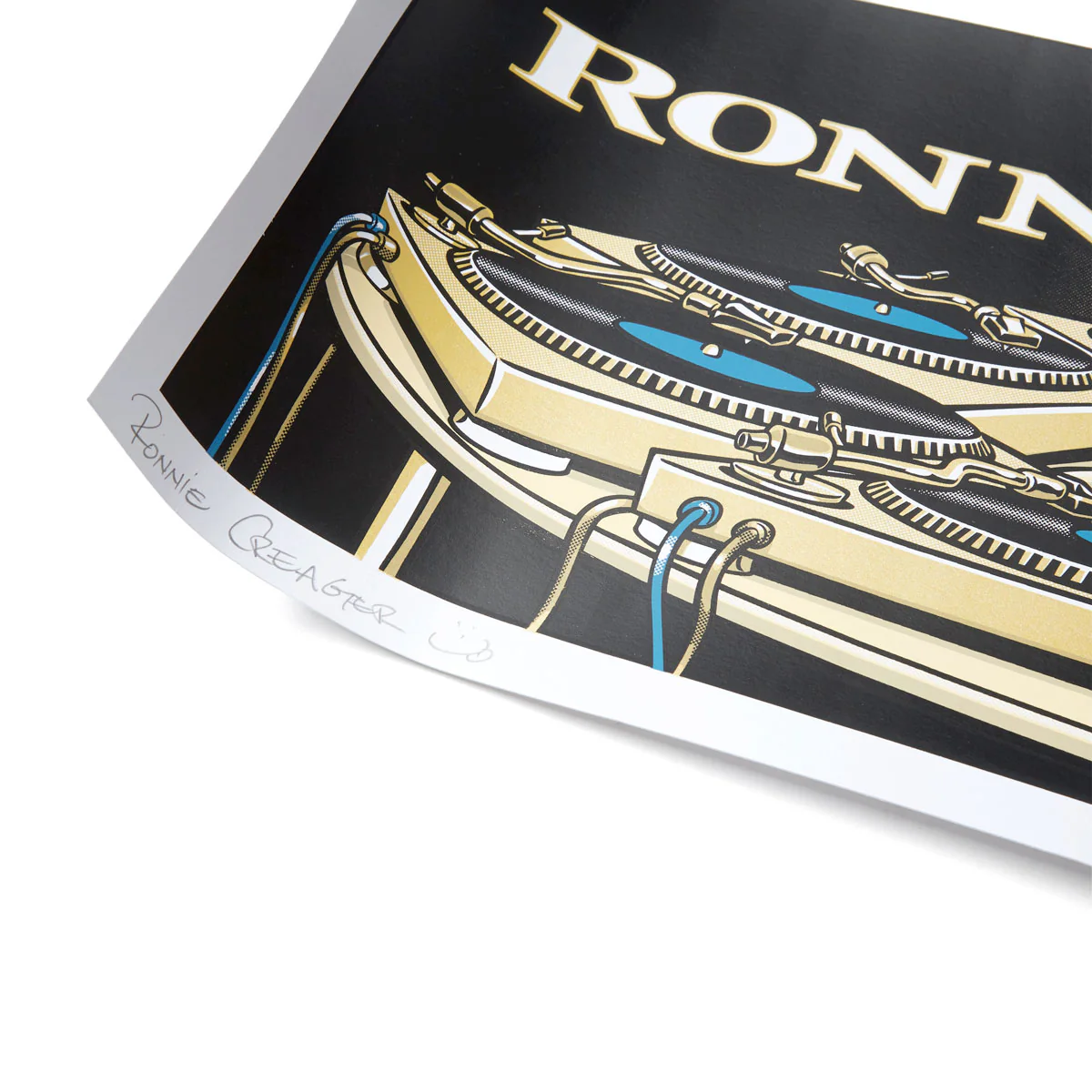 Pragmatic Prints x Blind Ronnie Creager Mixmaster Print - Gold/Blue - Image 3