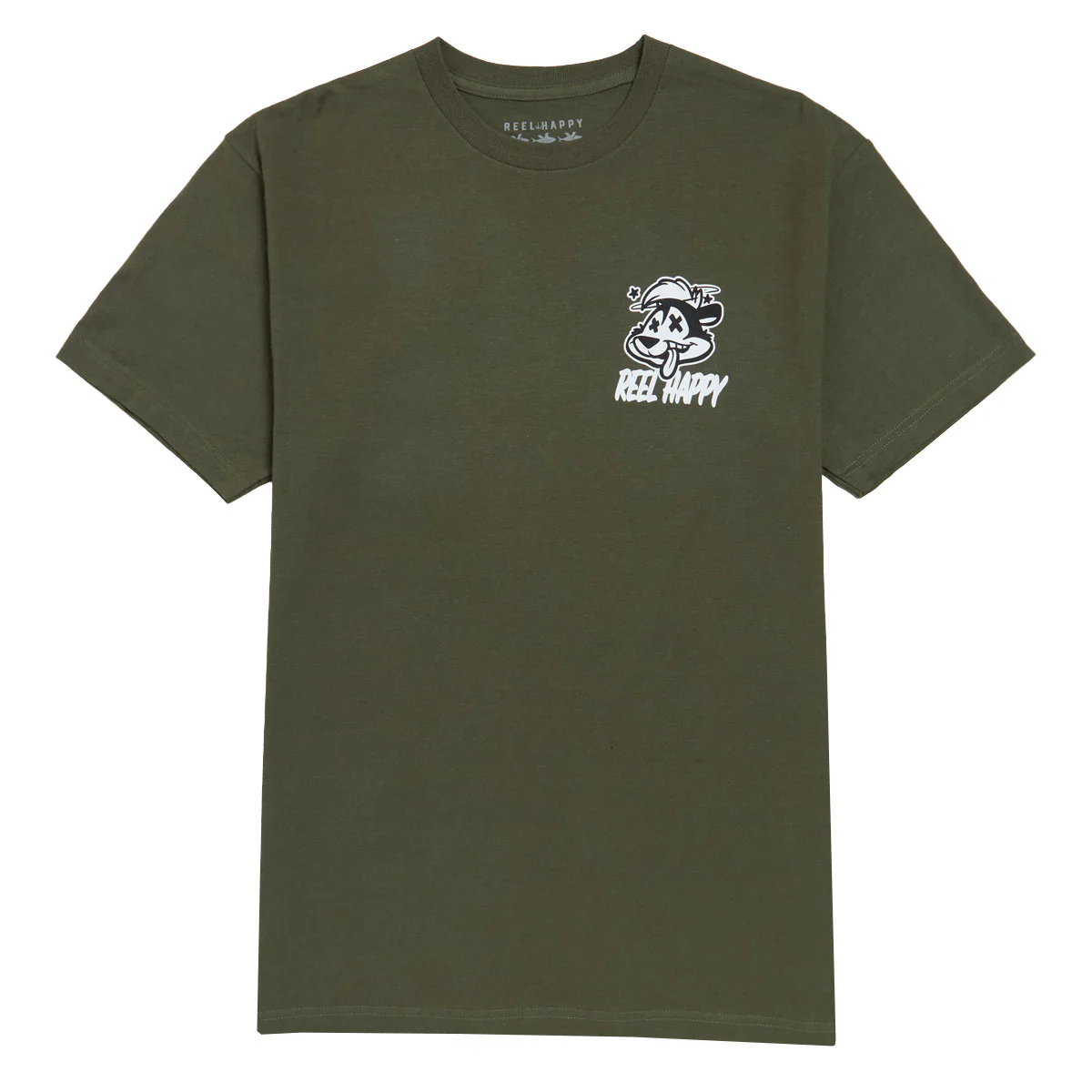 Reel Happy No Skunk T-Shirt - Olive Green - Image 2