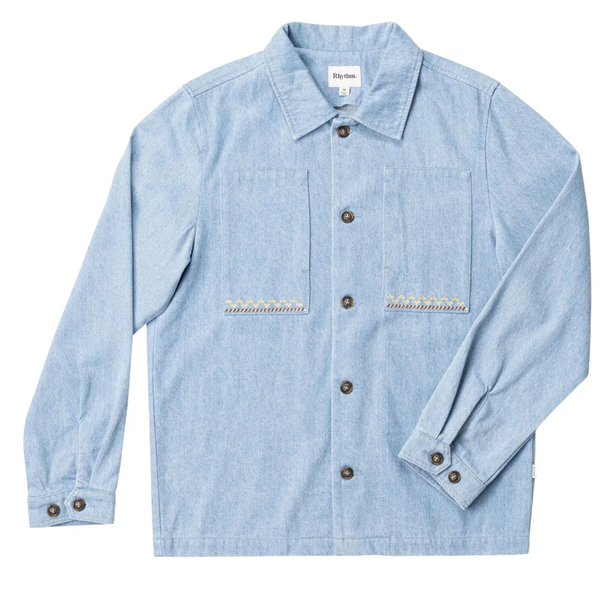 Rhythm Arguam Long Sleeve Over Shirt - Stone Blue - Image 3