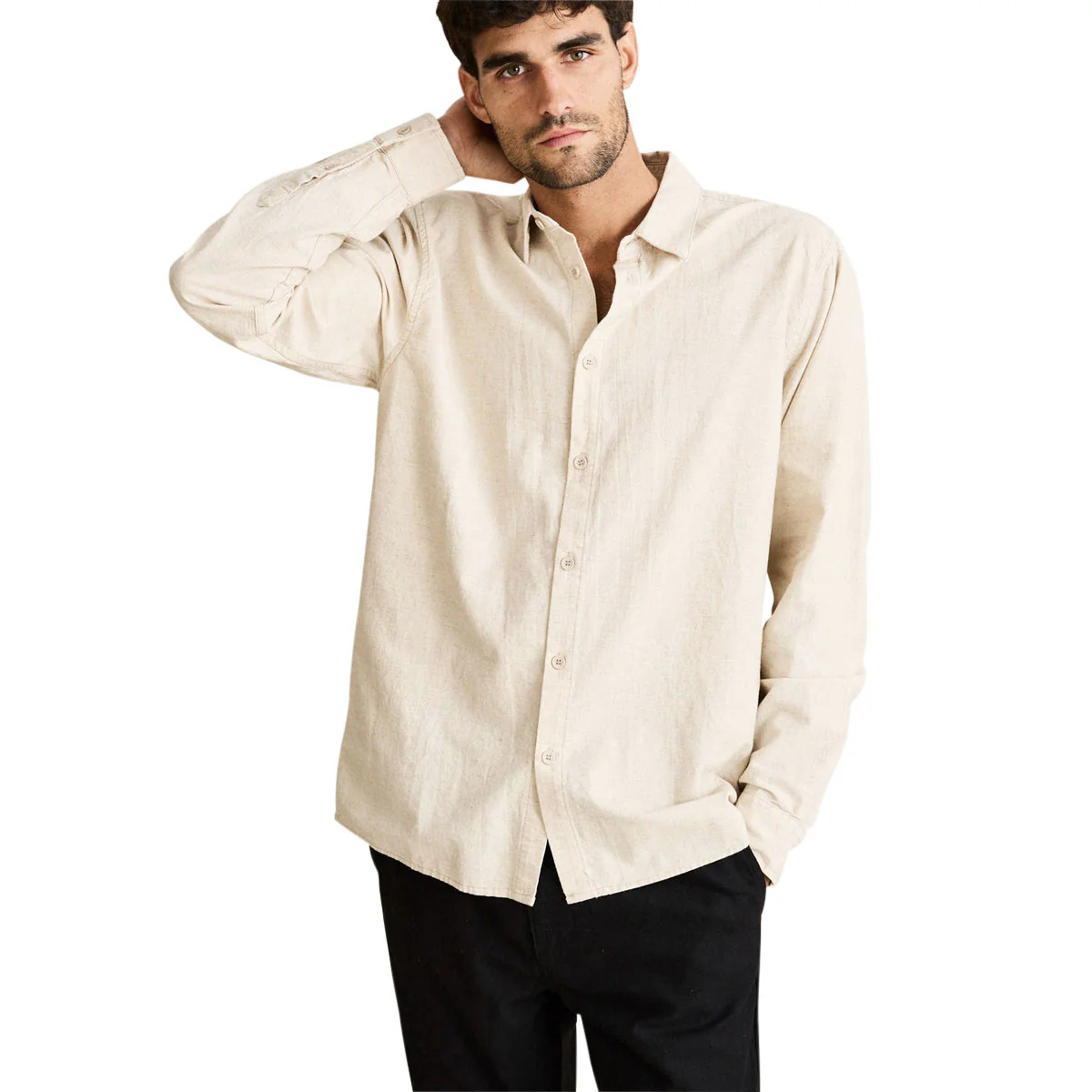 Rhythm Classic Linen Long Sleeve Shirt - Sand II