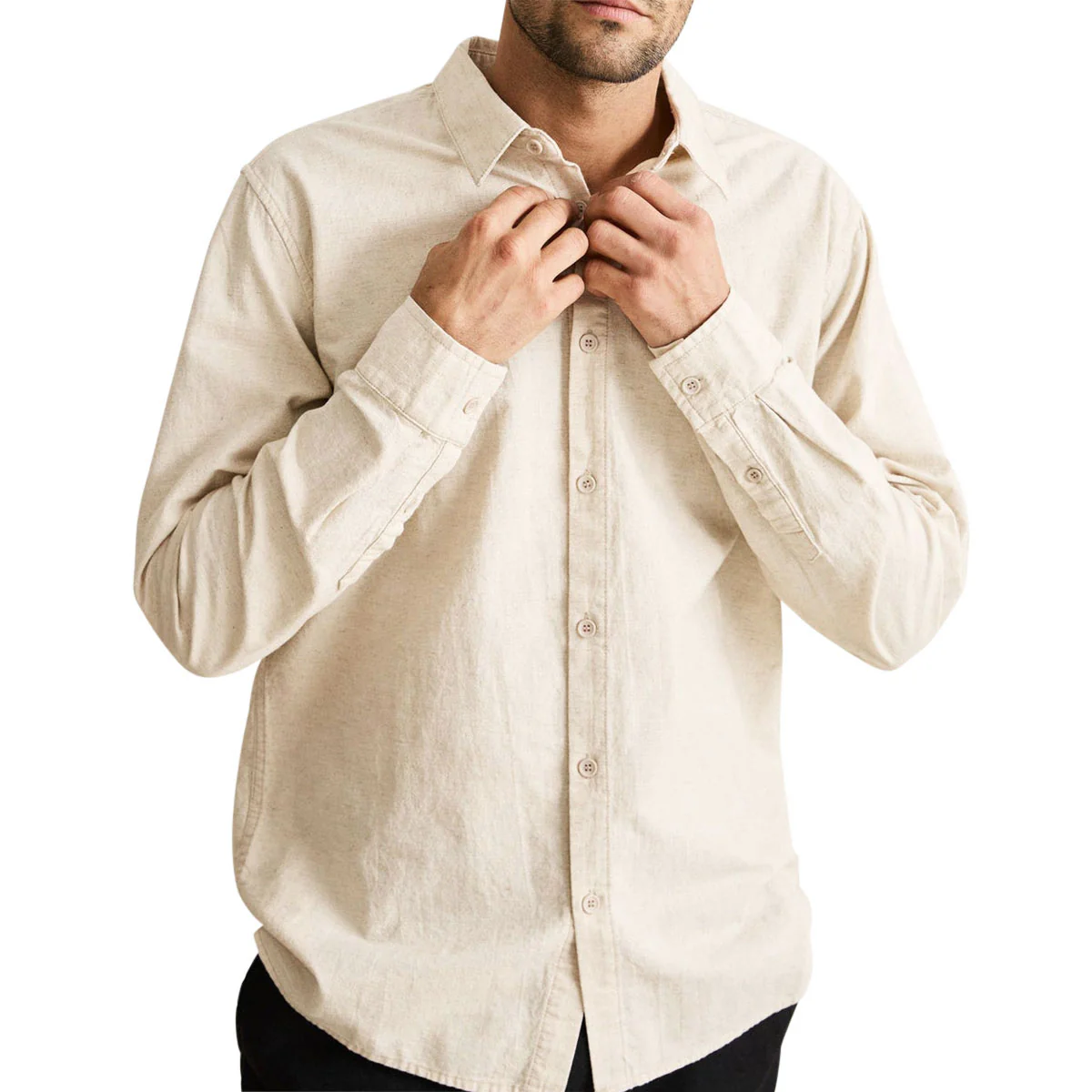 Rhythm Classic Linen Long Sleeve Shirt - Sand II - Image 4