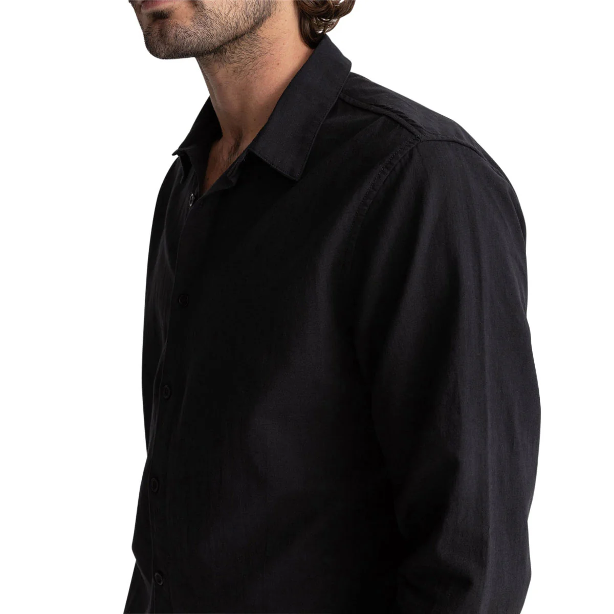 Rhythm Classic Linen Long Sleeve Shirt - Vintage Black II - Image 3