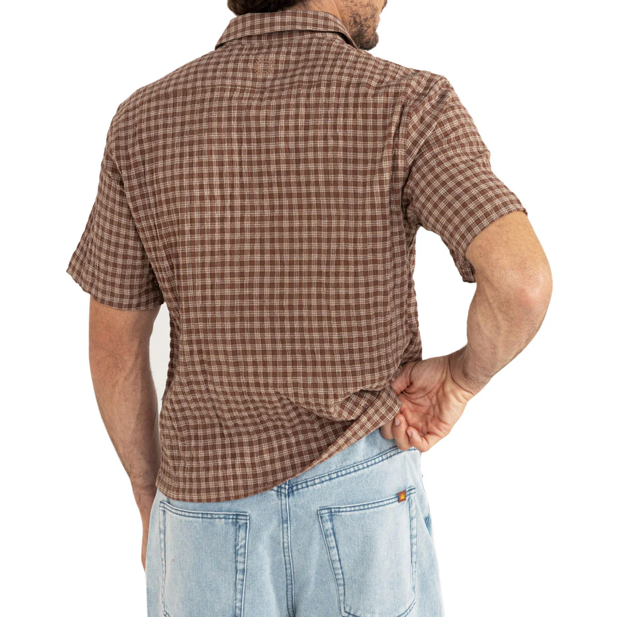 Rhythm Cross Check Crop Shirt - Brown - Image 2