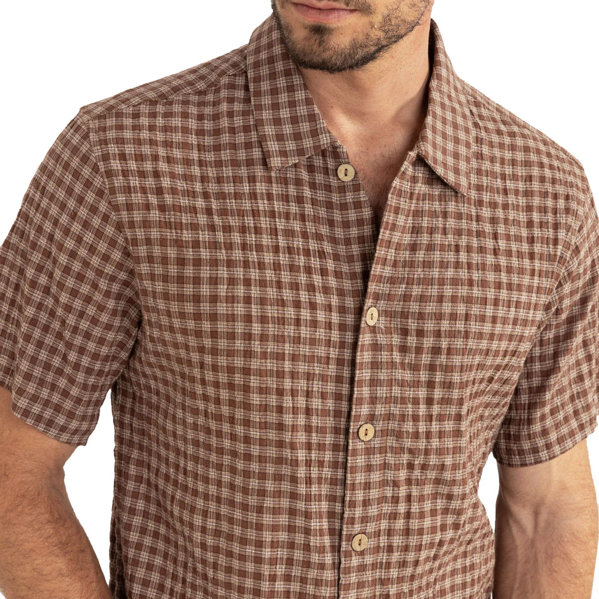 Rhythm Cross Check Crop Shirt - Brown - Image 3