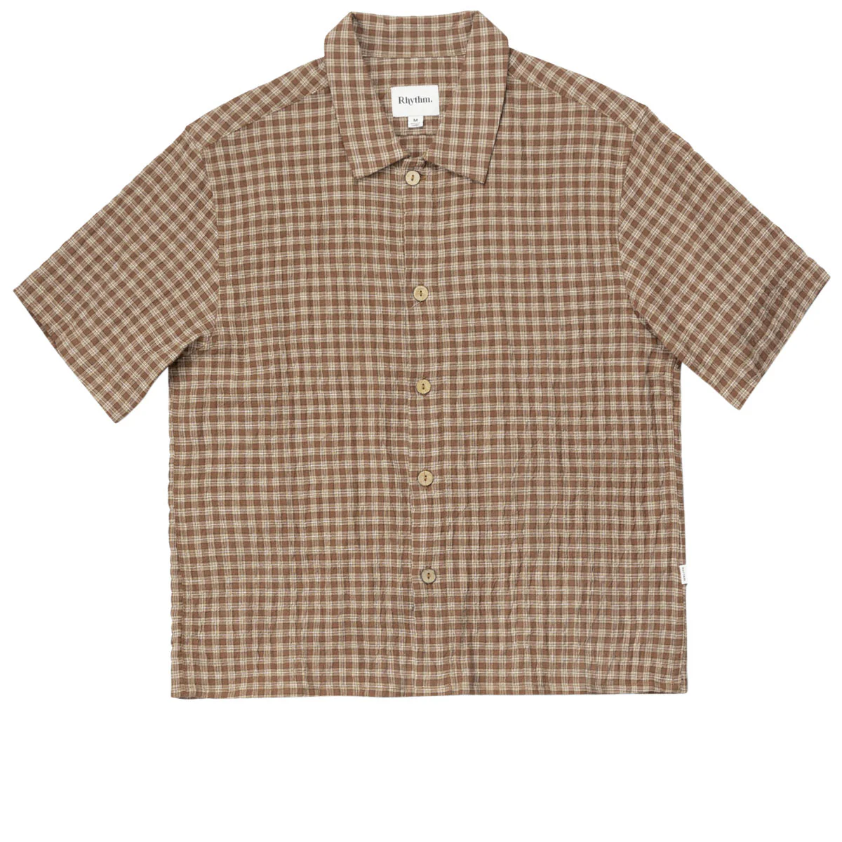 Rhythm Cross Check Crop Shirt - Brown - Image 4