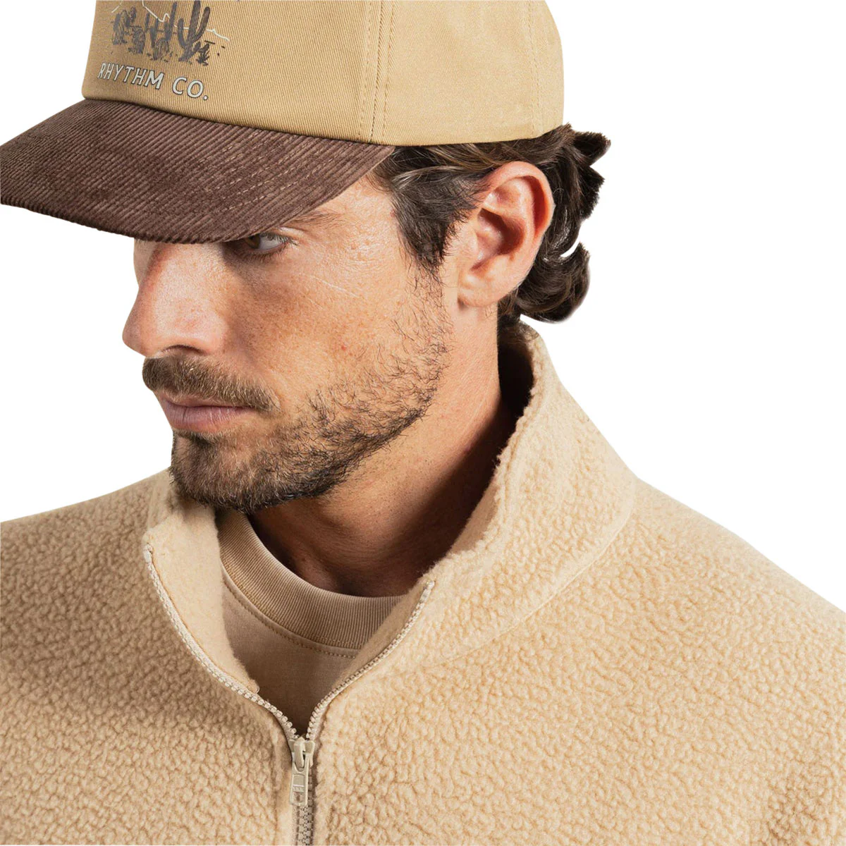 Rhythm Essential Quater Zip Sweatshirt - Ecru - Image 2