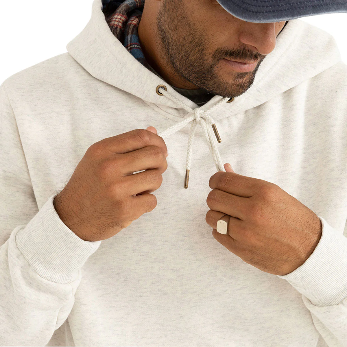 Rhythm Flannel Fleece Hoodie - Ecru - Image 3