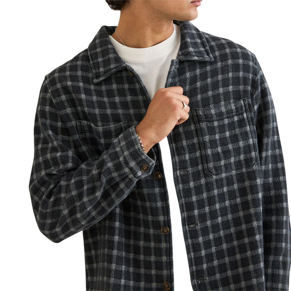 Rhythm Jacquard Check Long Sleeve Shirt - Charcoal - Image 3