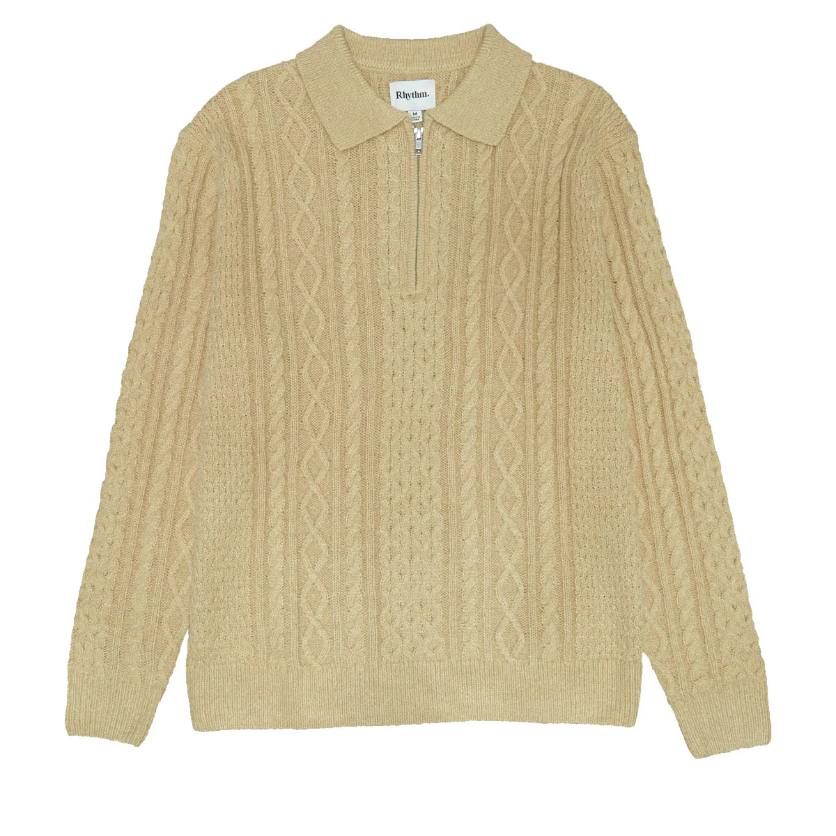 Rhythm Mohair Quarter Zip Fisherman Knit Sweater - Incense - Image 4