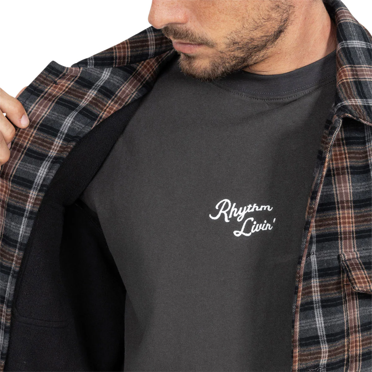Rhythm Polar Bond Long Sleeve Flannel Shirt - Charcoal - Image 3