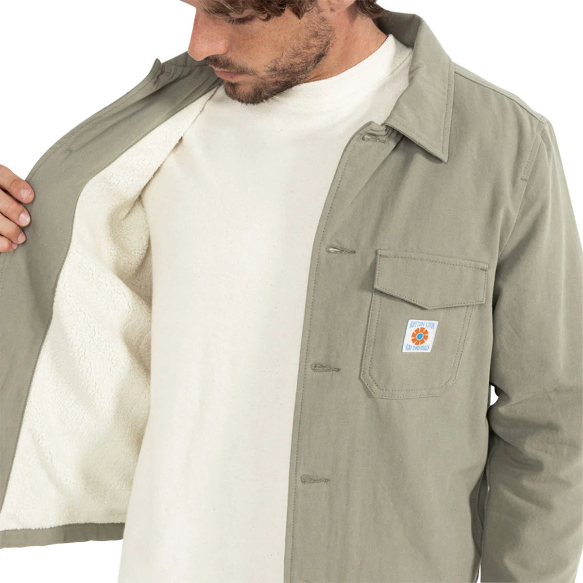 Rhythm Sherpa Lined Work Long Sleeve Shirt - Sage - Image 2