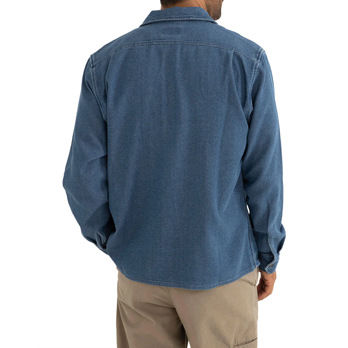 Rhythm Textured Wale Long Sleeve Shirt - Washed Indigo - Image 3