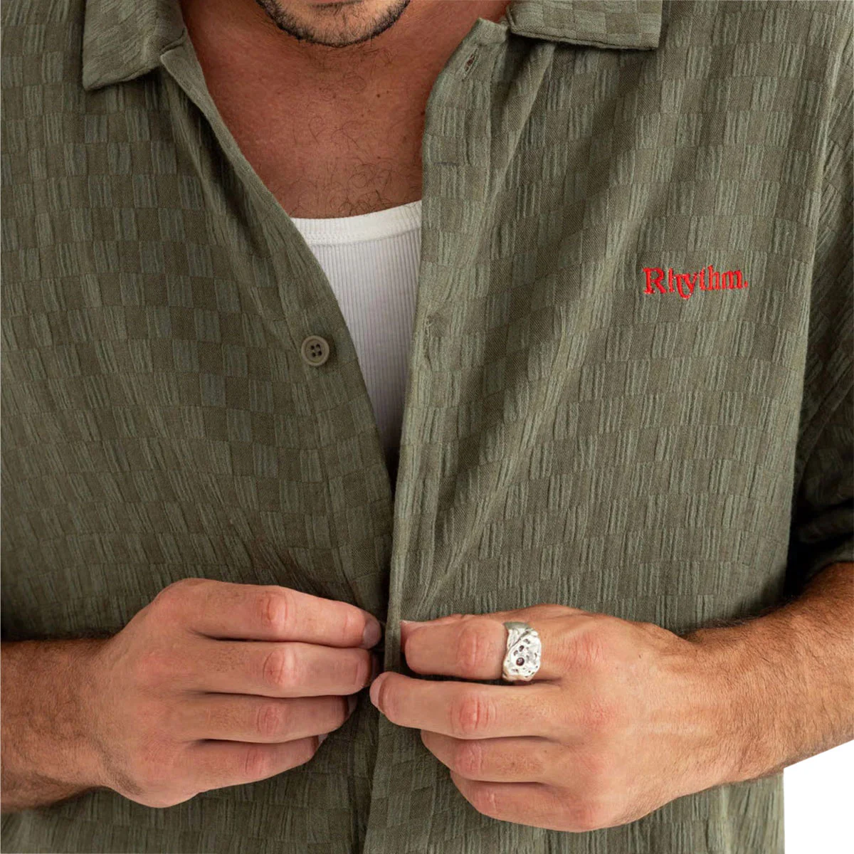 Rhythm Wash Check Relaxed Shirt - Green - Image 3