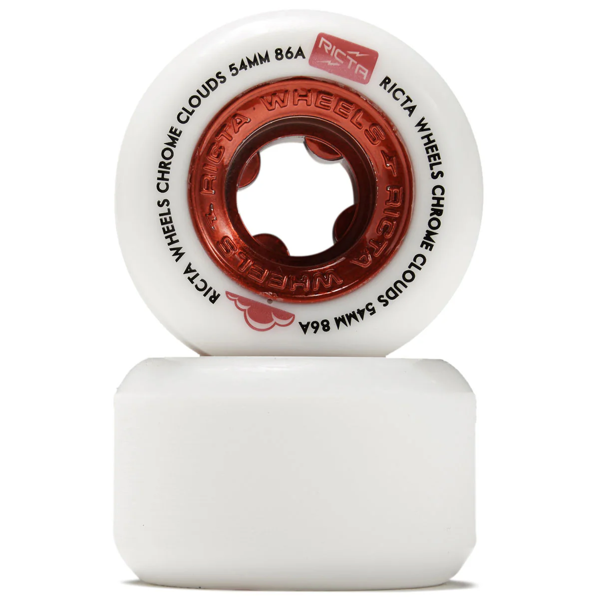 Ricta Chrome Clouds 86a Skateboard Wheels - Red - 54mm - Image 2
