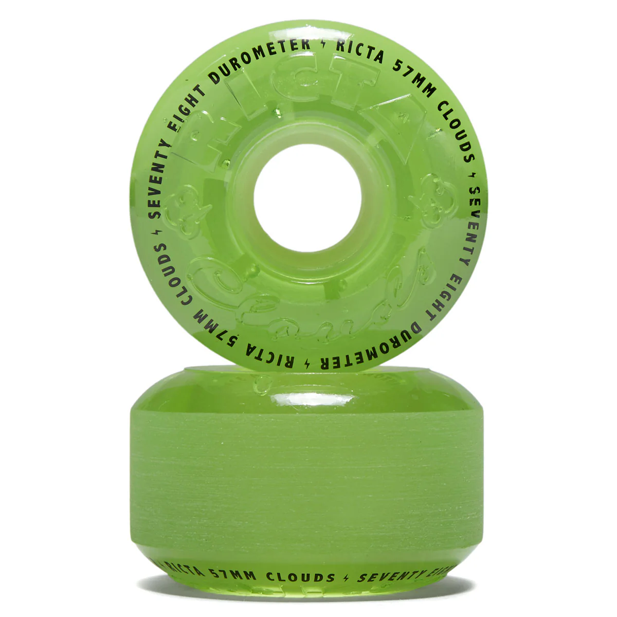 Ricta Clouds 78a Skateboard Wheels - Transparent Green/Glow In The Dark - 57mm - Image 2