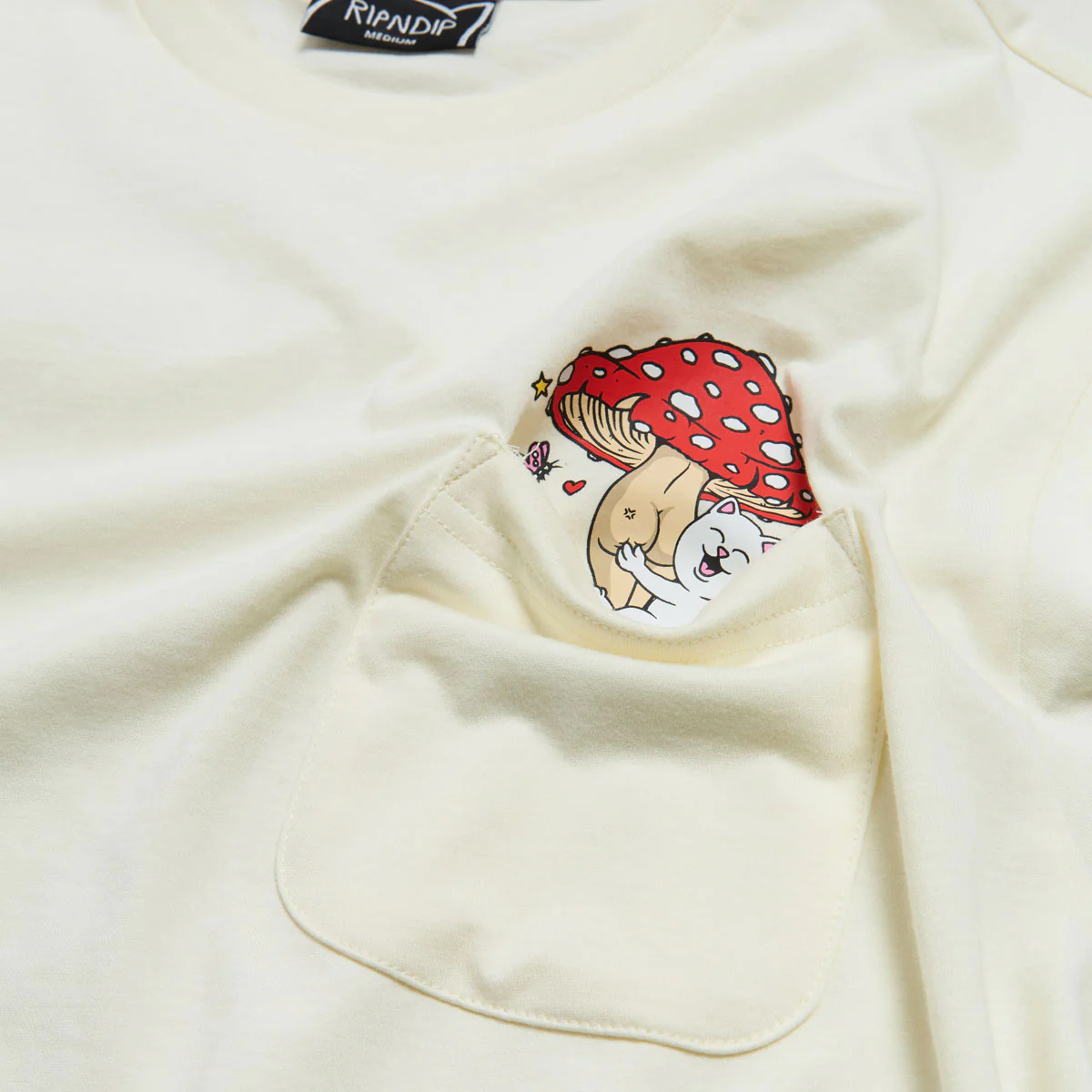 RIPNDIP Funny Fungus Pocket T-Shirt - Bone - Image 2
