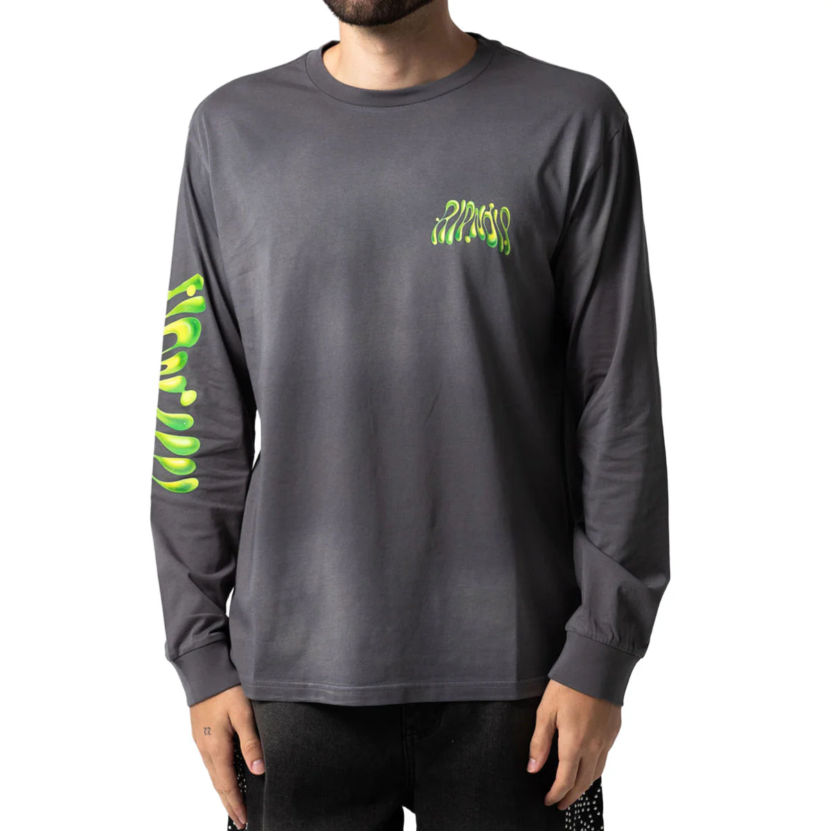 RIPNDIP Lava Lamp Long Sleeve T-Shirt - Charcoal Vintage Wash - Image 3