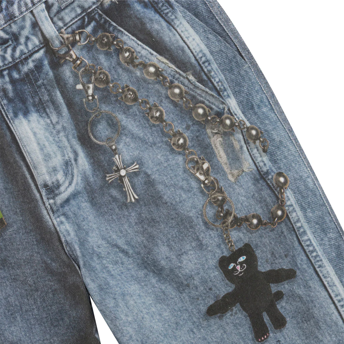 RIPNDIP Real Wide Leg Denim Jeans - Light Wash - Image 6