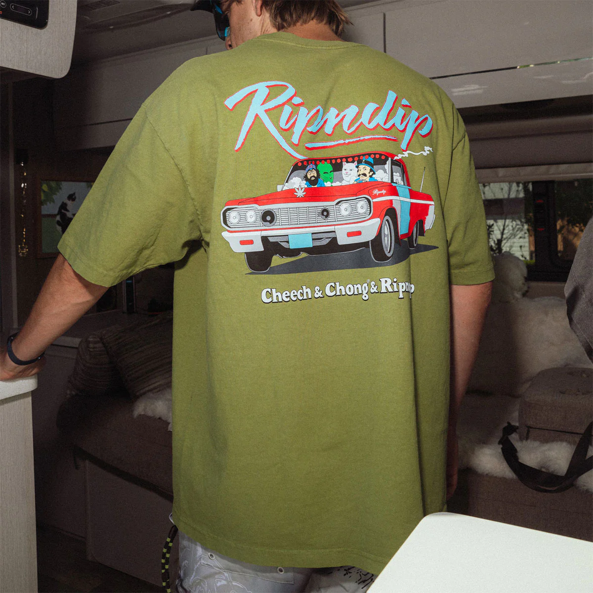 RIPNDIP x Cheech & Chong Riders T-Shirt - Light Forest - Image 4