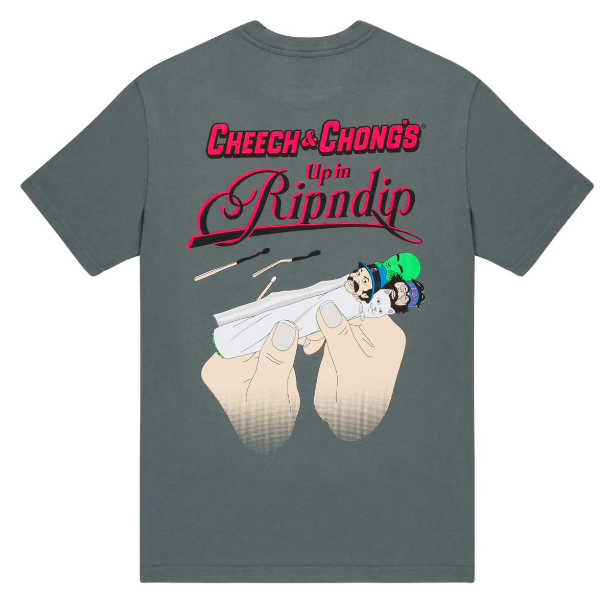 RIPNDIP x Cheech & Chong Roll Me Up T-Shirt - Charcoal - Image 2