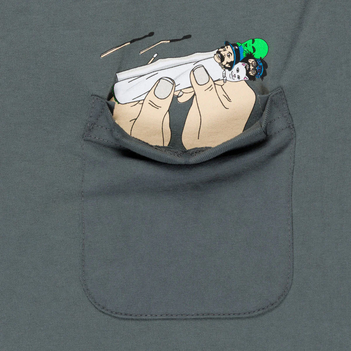 RIPNDIP x Cheech & Chong Roll Me Up T-Shirt - Charcoal - Image 3