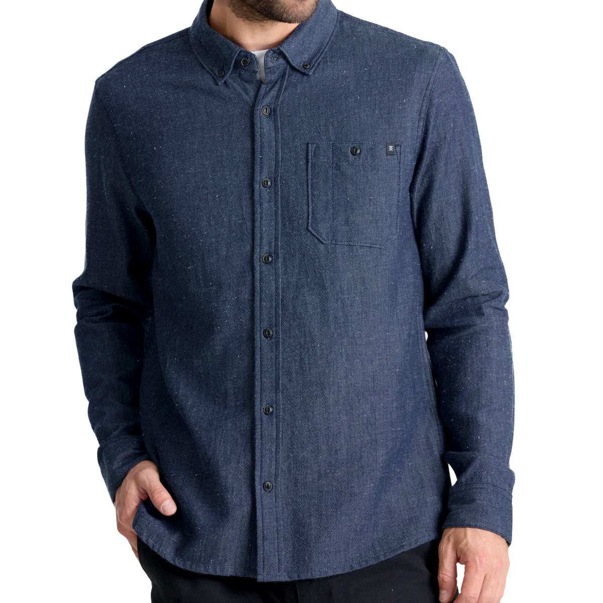 Roark Scholar Chambray Long Sleeve Shirt - Mid Indigo - Image 3