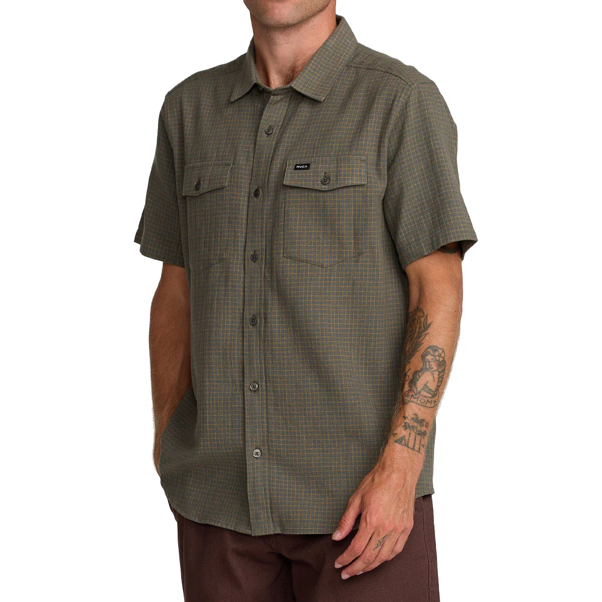 RVCA Costa Plaid Shirt - Sage Leaf - Image 4