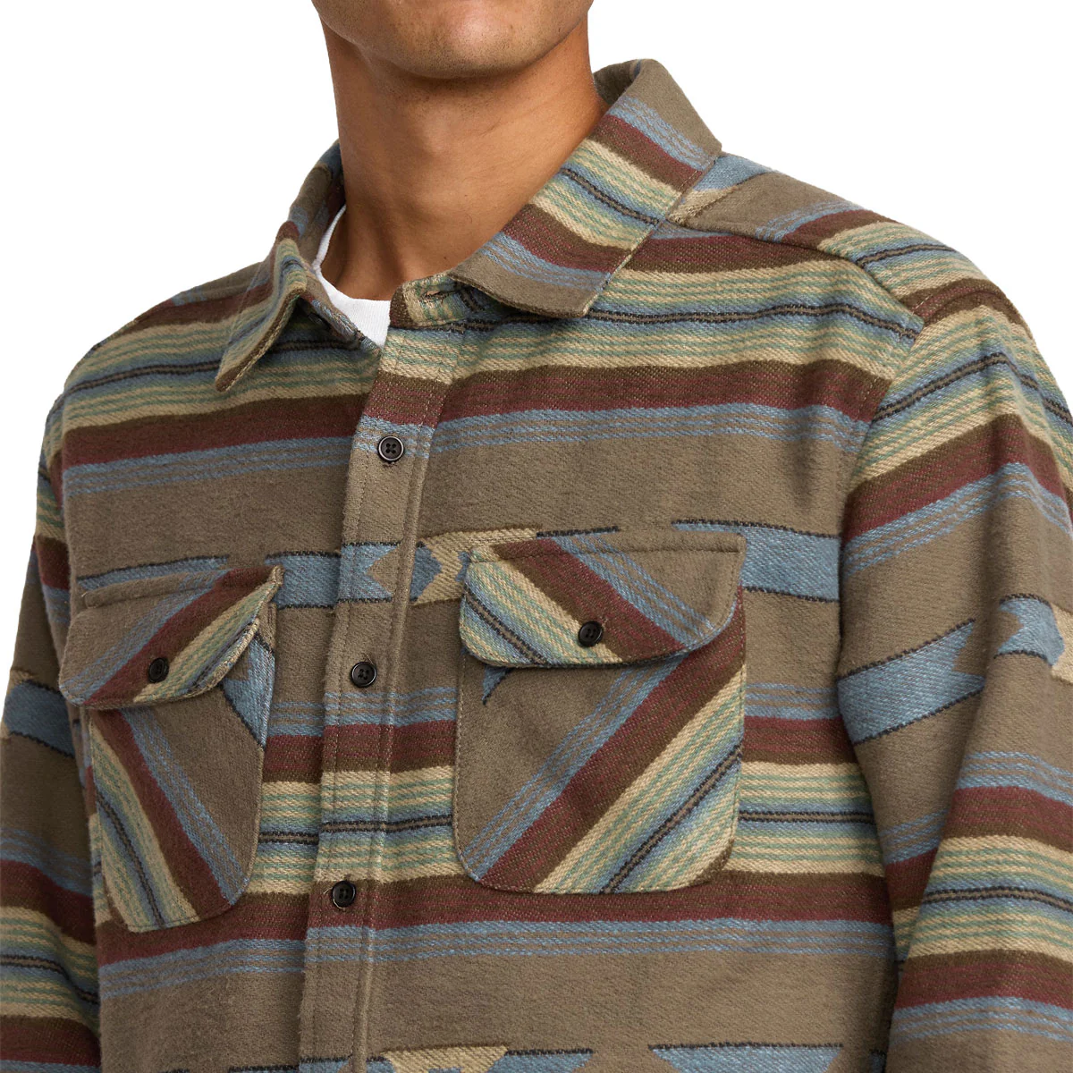 RVCA Dayshift Blanket Flannel Shirt - Mushroom - Image 3