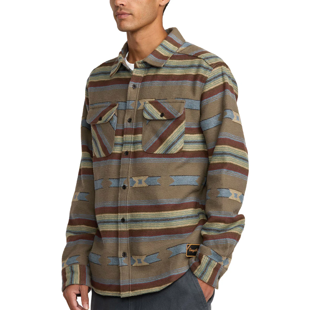 RVCA Dayshift Blanket Flannel Shirt - Mushroom - Image 4