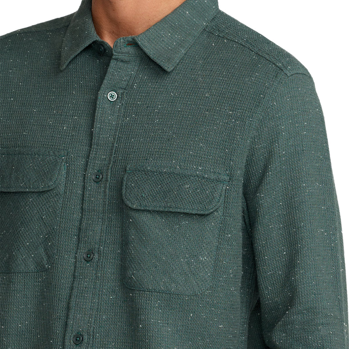 RVCA Dayshift Flannel Long Sleeve Shirt - Balsam Green - Image 3