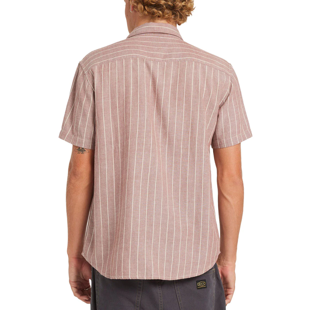 RVCA Dayshift Stripe II Shirt - Red Earth - Image 2