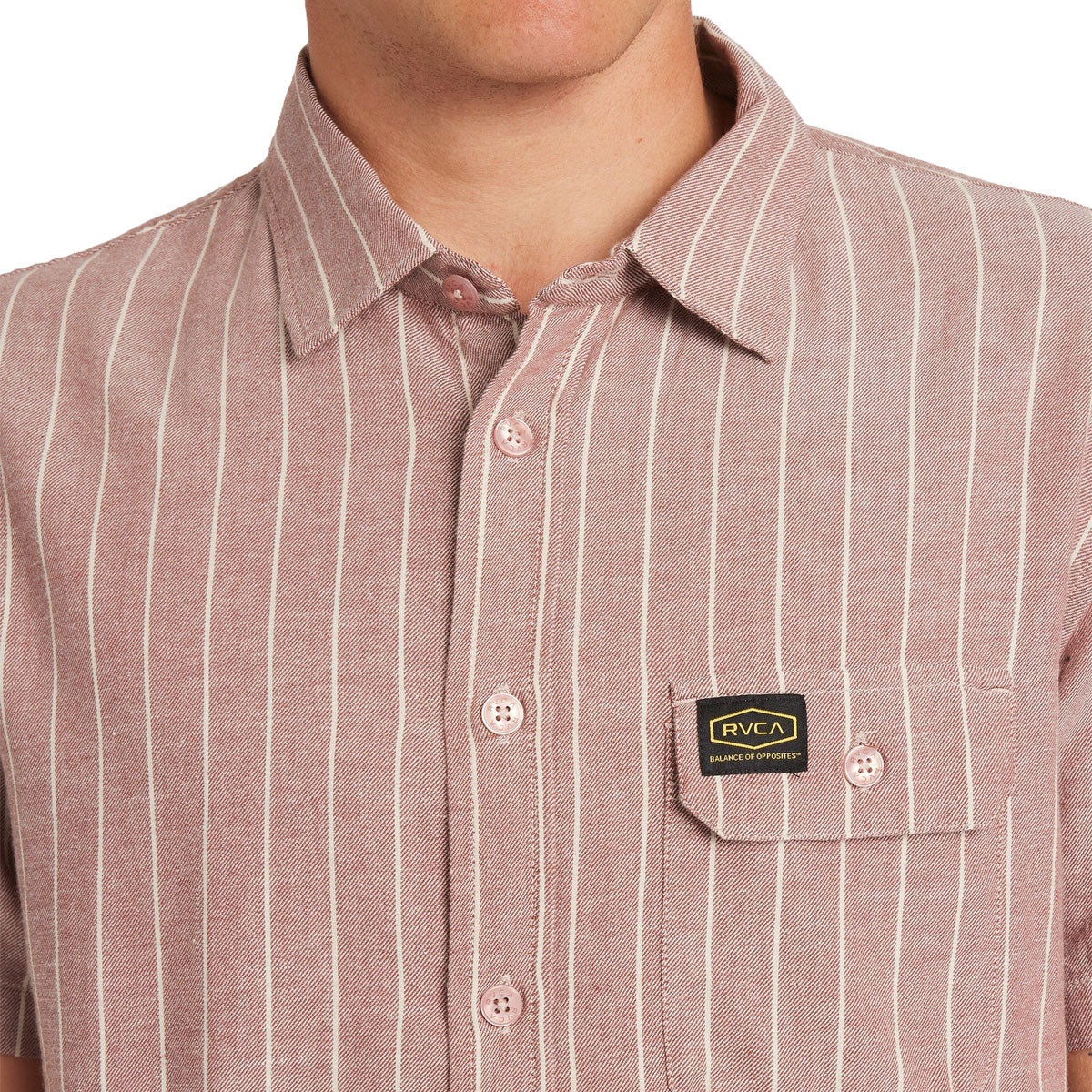 RVCA Dayshift Stripe II Shirt - Red Earth - Image 3