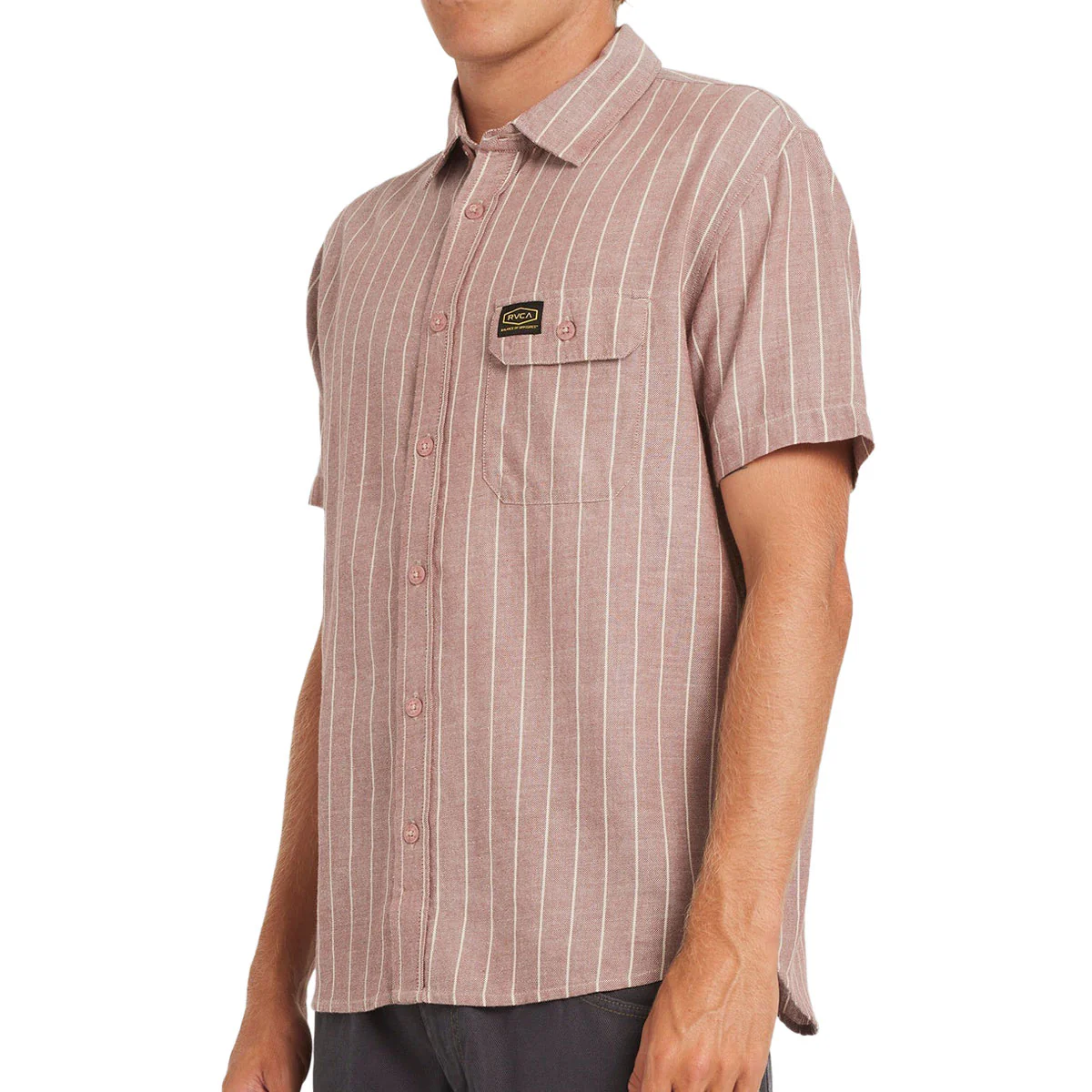 RVCA Dayshift Stripe II Shirt - Red Earth - Image 4