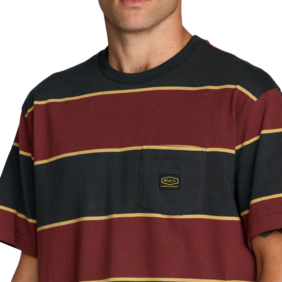 RVCA Dayshift Stripe T-Shirt - Pirate Black - Image 4