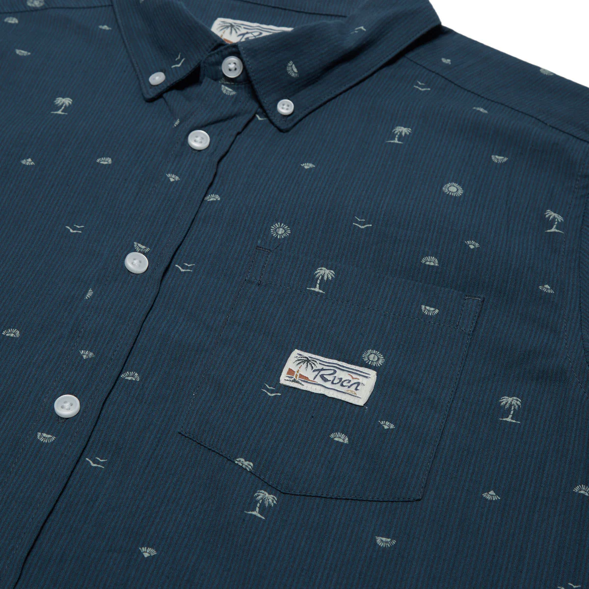 RVCA Exotica Seersucker Shirt - Garage Blue - Image 3