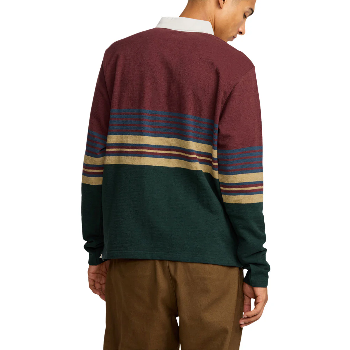 RVCA Harbor Long Sleeve Polo Shirt - Red Earth - Image 2