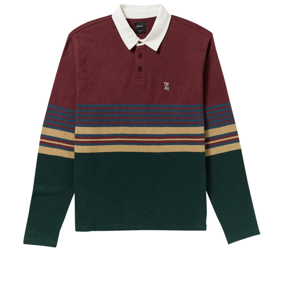 RVCA Harbor Long Sleeve Polo Shirt - Red Earth - Image 4