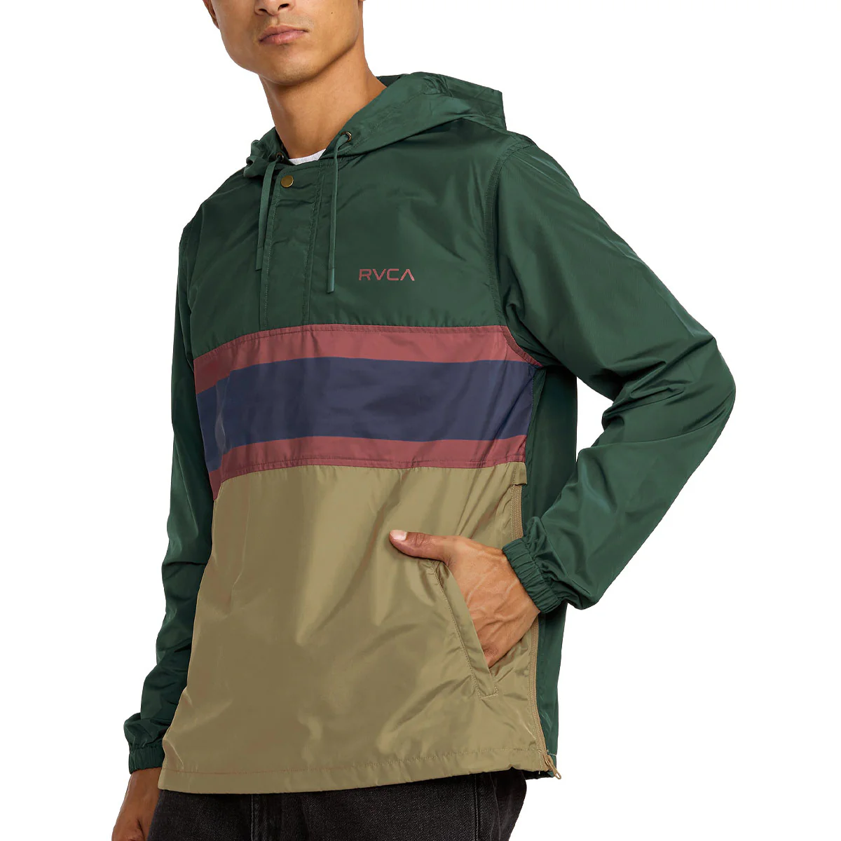 RVCA Meyer II Packable Anorak Jacket - Hunter Green - Image 4