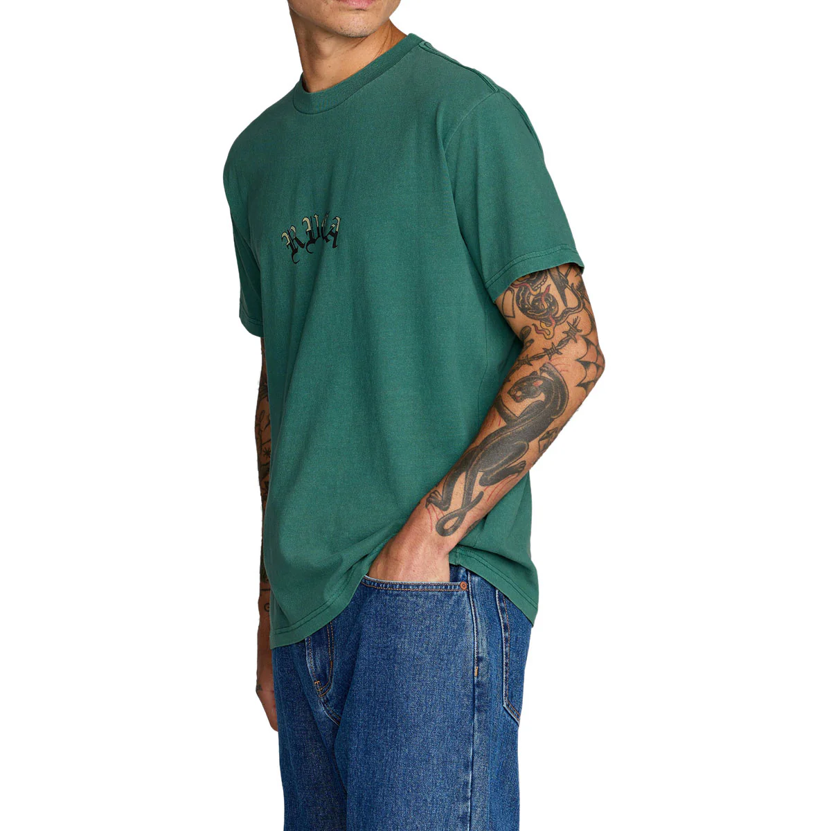 RVCA Olde RVCA T-Shirt - Grass Green - Image 5