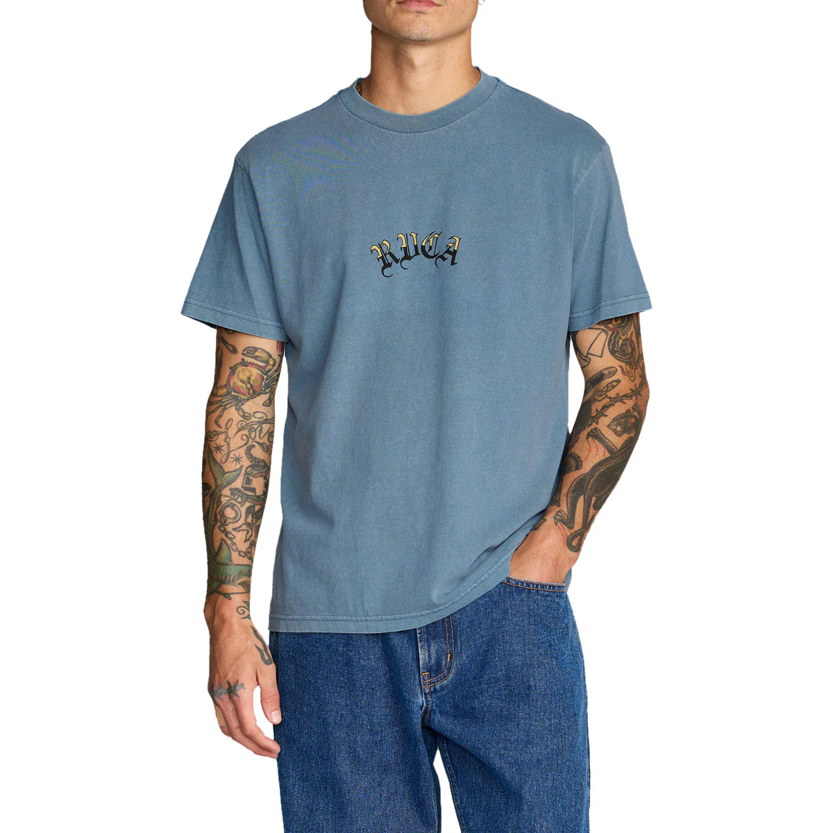 RVCA Olde RVCA T-Shirt - Vintage Navy - Image 2