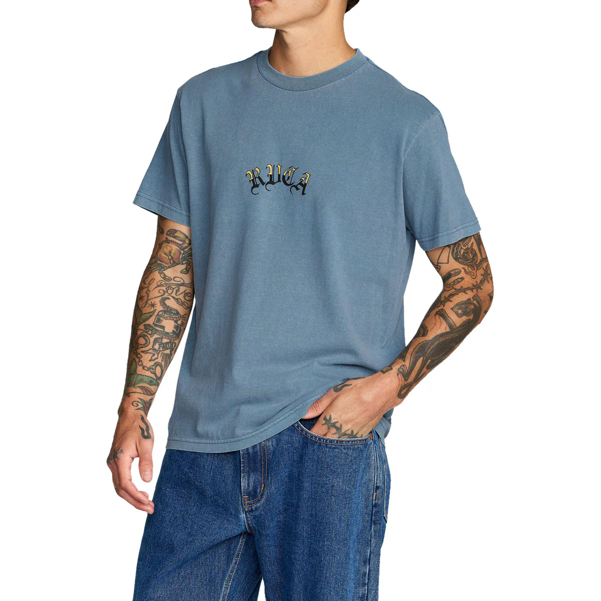 RVCA Olde RVCA T-Shirt - Vintage Navy - Image 5
