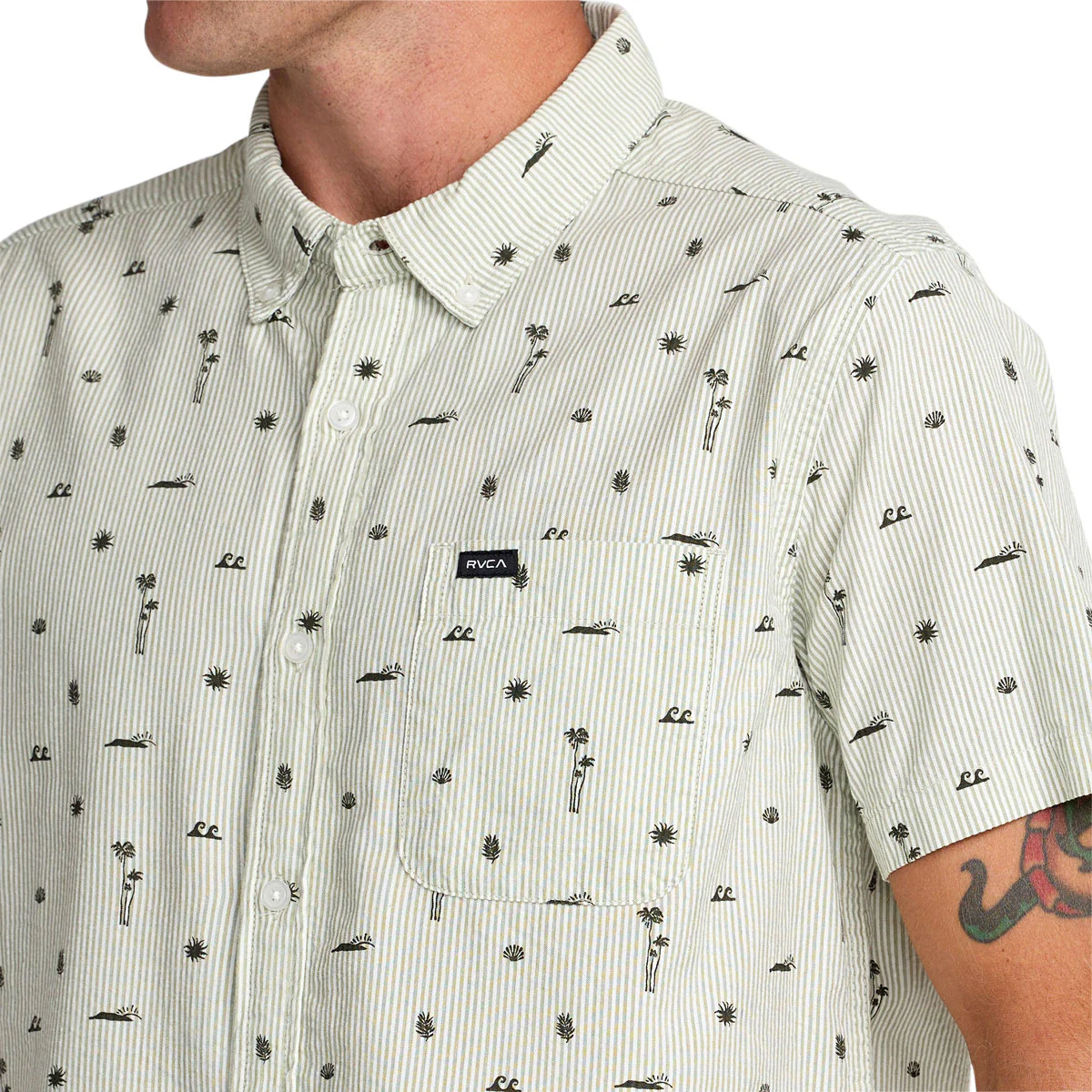 RVCA Thatll Do Seersucker Shirt - Ranger Green - Image 3