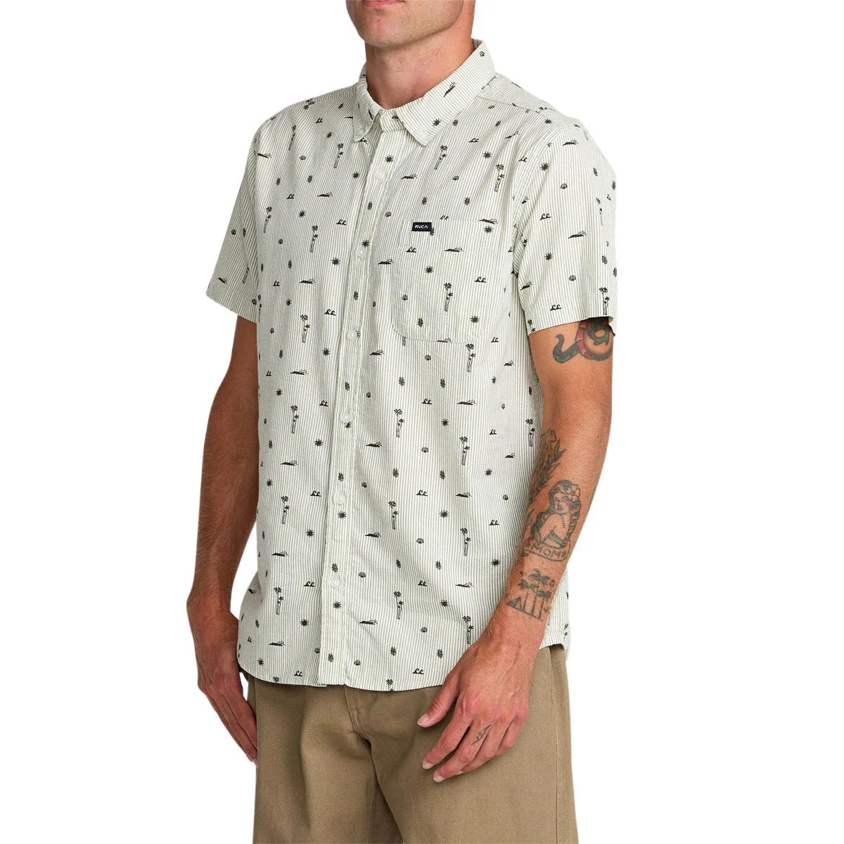RVCA Thatll Do Seersucker Shirt - Ranger Green - Image 4
