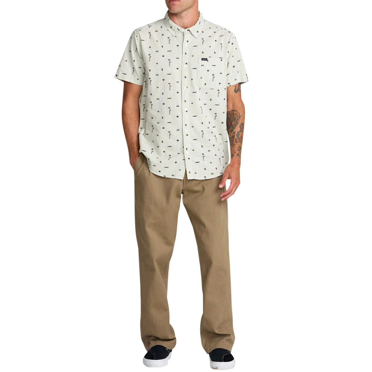 RVCA Thatll Do Seersucker Shirt - Ranger Green - Image 5