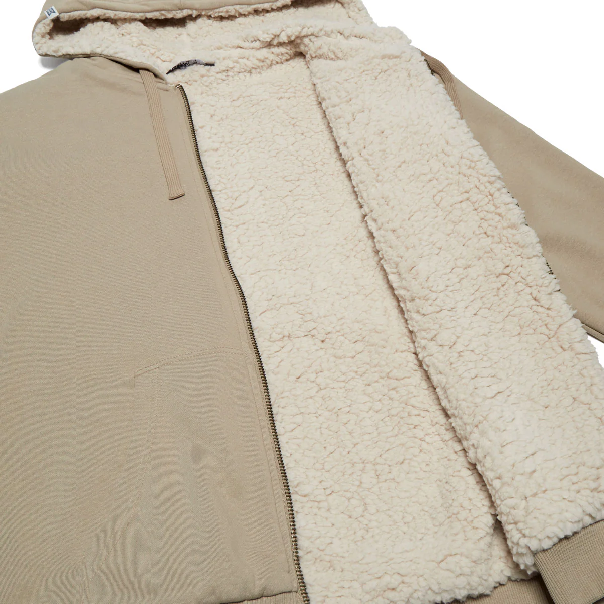 Salty Crew Coastal Sherpa Zip Up Hoodie - Khaki - Image 2