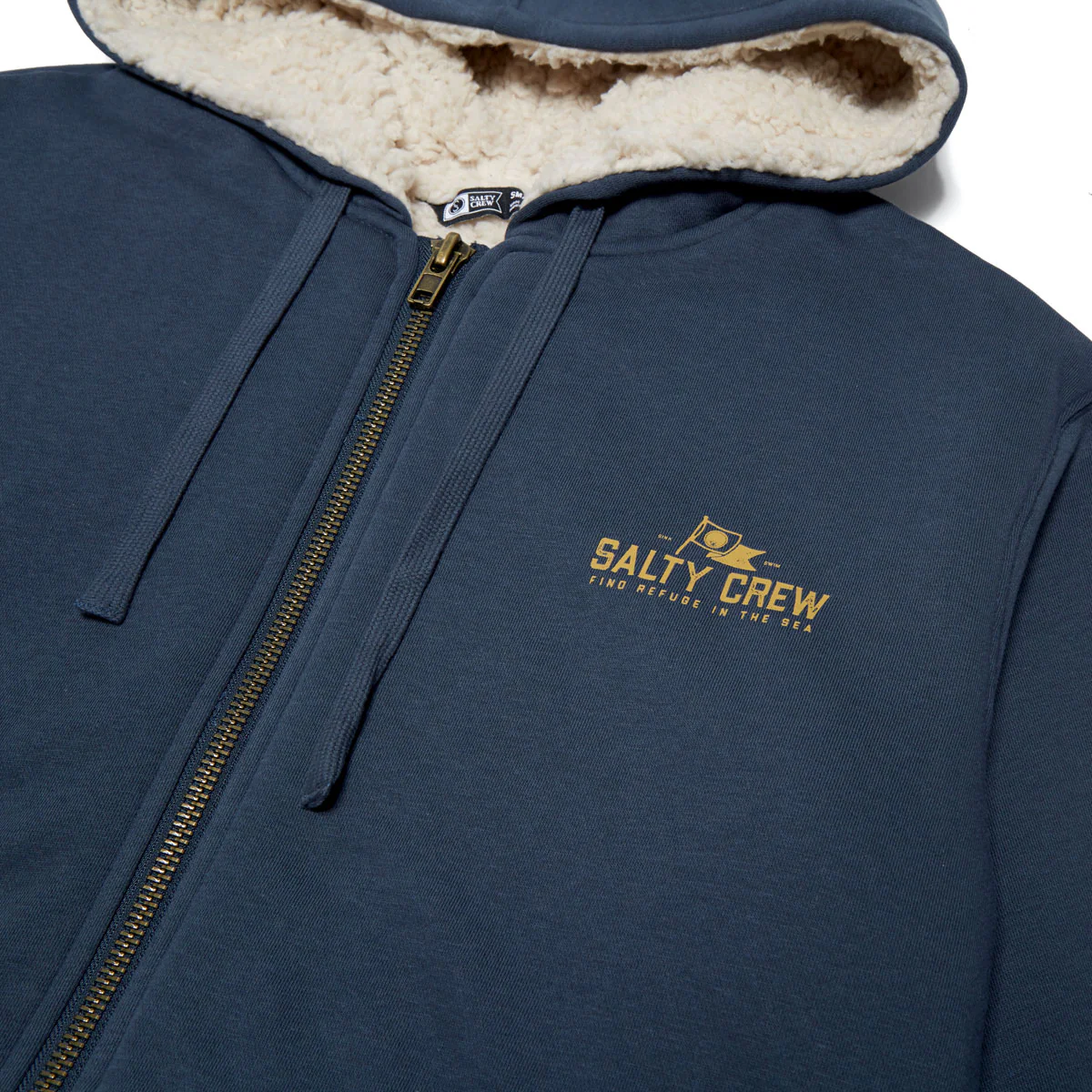 Salty Crew Coastal Sherpa Zip Up Hoodie - Midnight Navy - Image 3